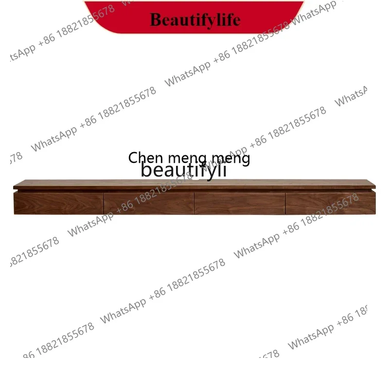 

G153 Wall-mounted TV Modern Simple Black Walnut Hanging Living Room Storage Hanging Cabinet