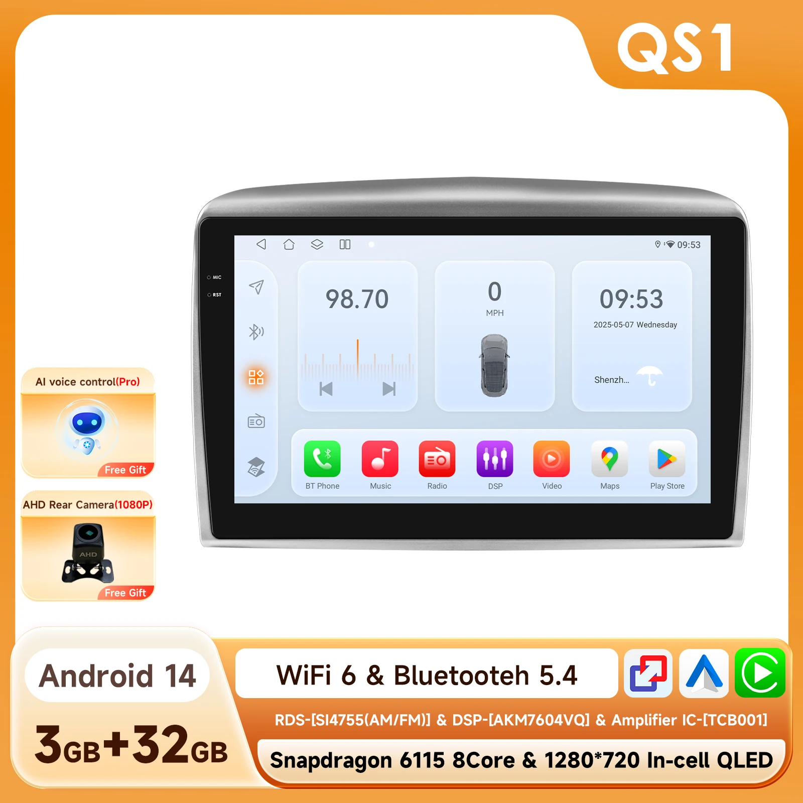 Draadloze CarPlay Android Auto autoradio voor Lancia Ypsilon 2006 - 2011 GPS Intelligent Systems Stereo Multimedia Autoradio 6115