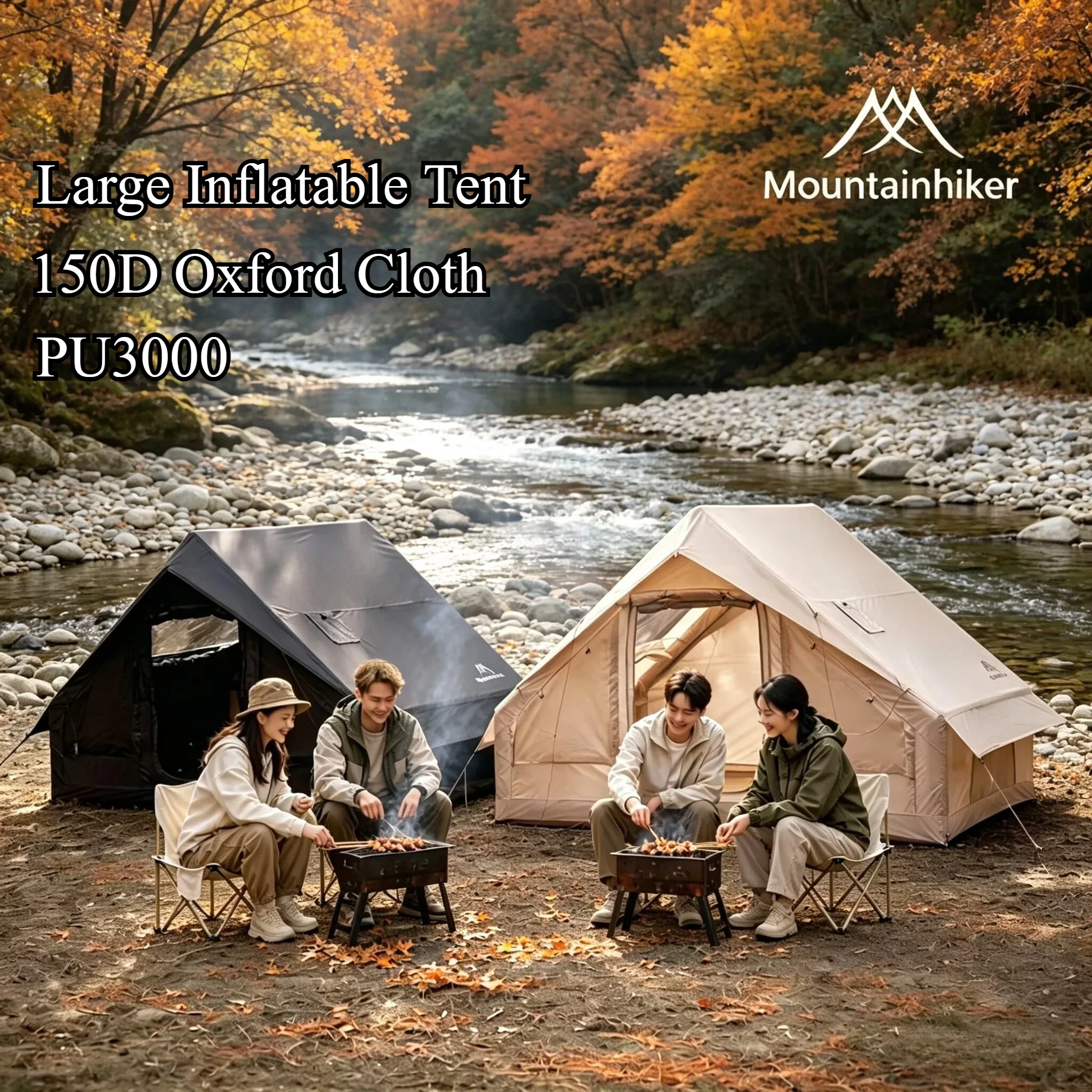 

MOUNTAINHIKER Large Inflatable Camping Tent 4-8 People with Windows Portable Water-resistant Camping Tent Four Season Tents