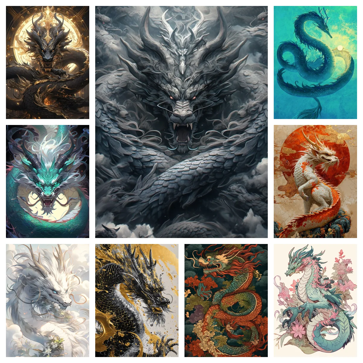 

DIY 5D AB Diamond Painting Large Animal Chinese Dragon Cloud Mosaic Embroidery Kit Cross Stitch Home Decor Gift