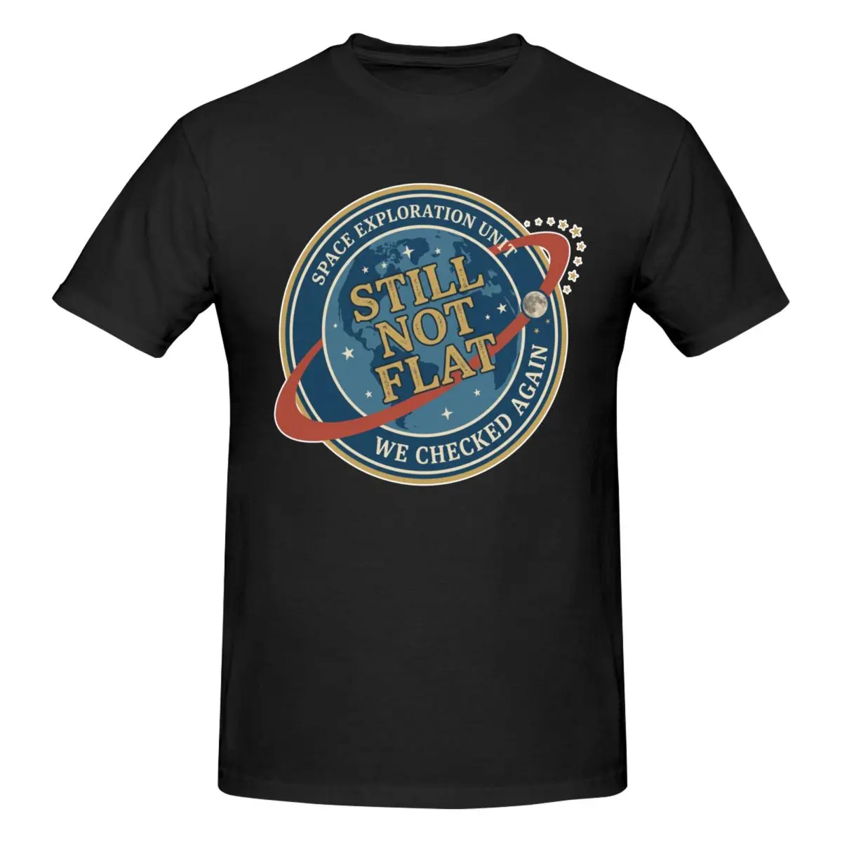Men Funny Space-inspired Parody Planets Still Not Flat We Checked Again Science Astronomy Awesome T Shirt Cotton Shirt Men