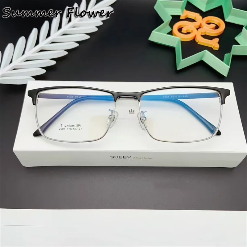 Oversize Eyeglasses Men Wide Face Fashion Prescription Optical Glasses Frame for Male Recipe Pure Titanium Top Quality Glasses