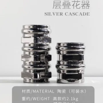Nordic silver stacked flower ware ceramic ornament living room flower arrangement