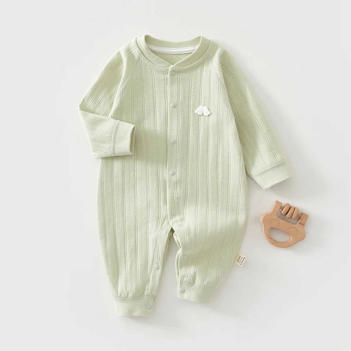 Somenie Baby Onesie Cotton Long-sleeved Pajamas Spring And Fall Models Cute Wings Embroidered Jumpsuit Boys Girls Newborn Gifts