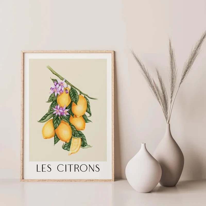 

Lemon Print, Les Citrons Print, Vintage Lemons Poster, Fruit Print, Yellow Kitchen Wall Art, Modern Prints Wall Art