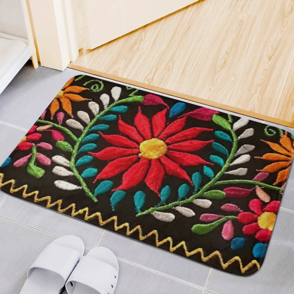 

Carpet Floor Mat Nordic Style Home Doormat Bathroom-Toilet Mats Bedroom Spanish Flowers Hotel Decor Mat Alfombra Rug