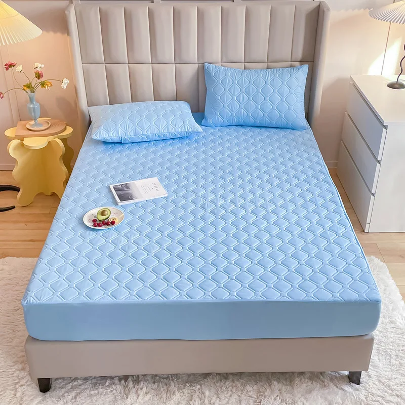 Waterproof Antibacterial Mite Proof Fitted Sheet Tpu Urine Proof Protective Cover Thickened Cotton Clip Non Slip Bedspread