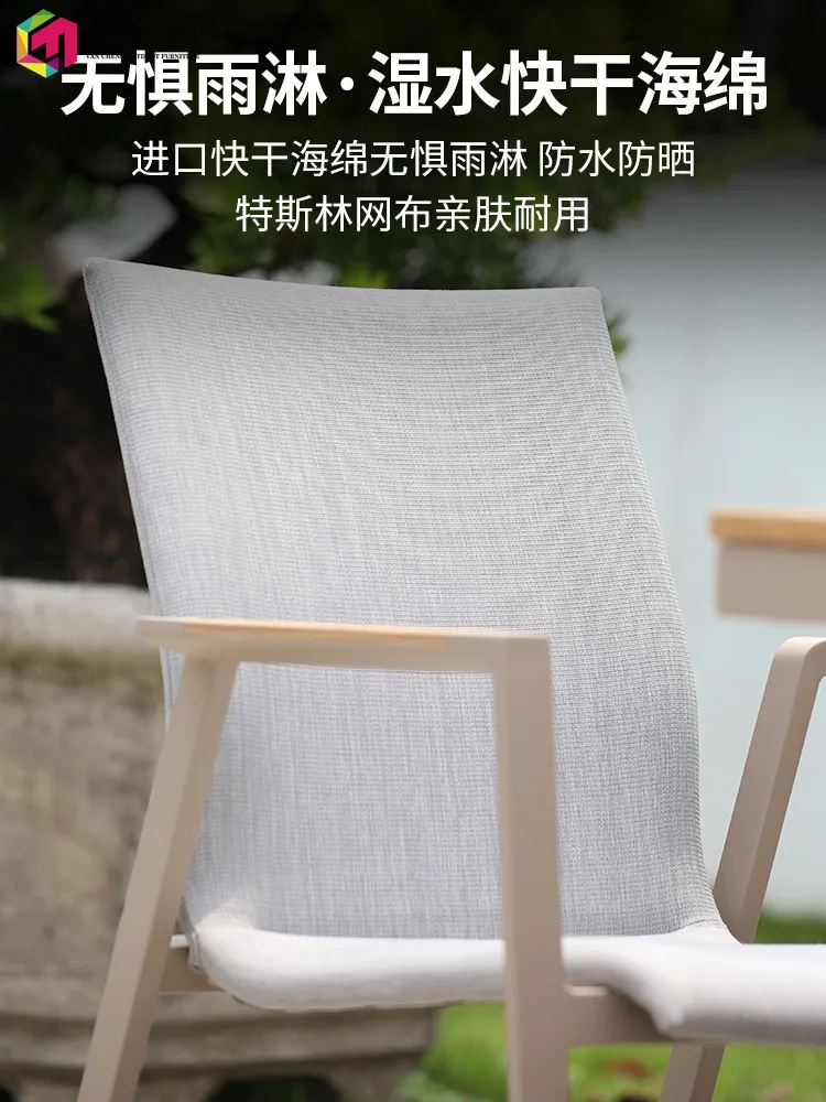 Outdoor table and chair courtyard plastic wood dining table open-air large long table outdoor garden yard terrace