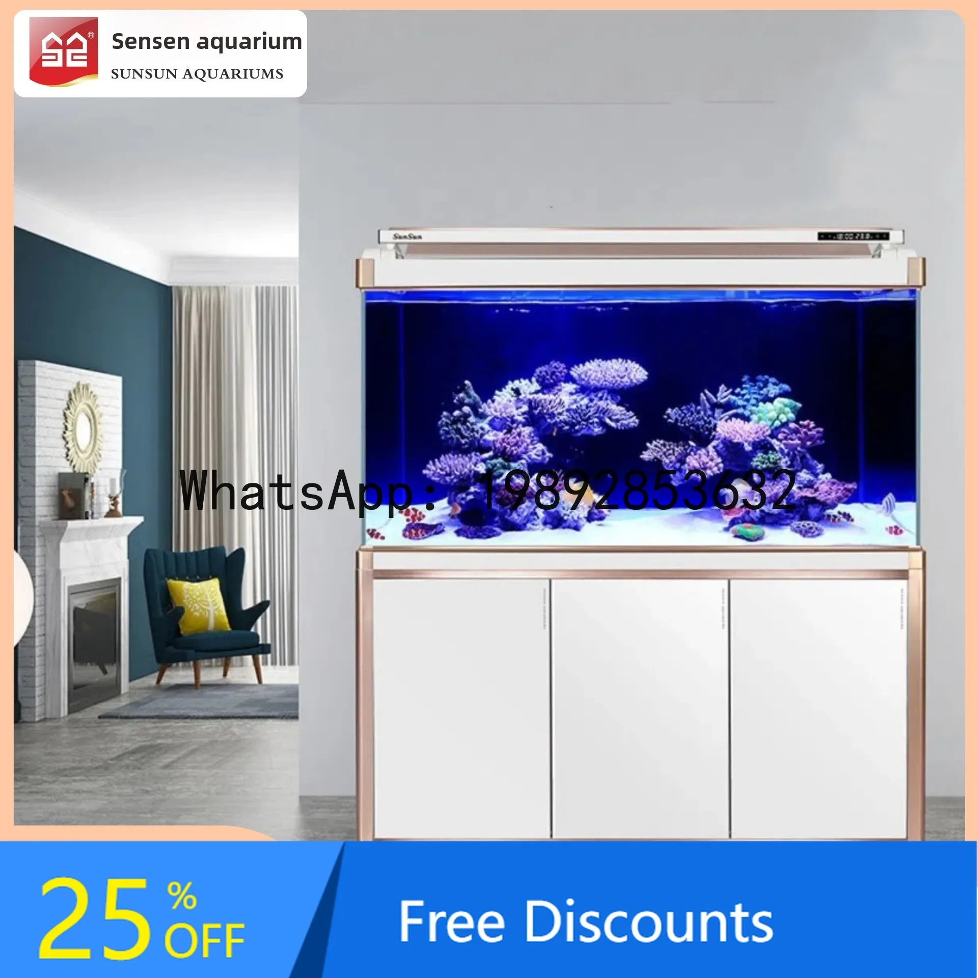 CZ Glass Aquarium Living Room Ecological Tank Bottom Filter Household Floor Fish Tank