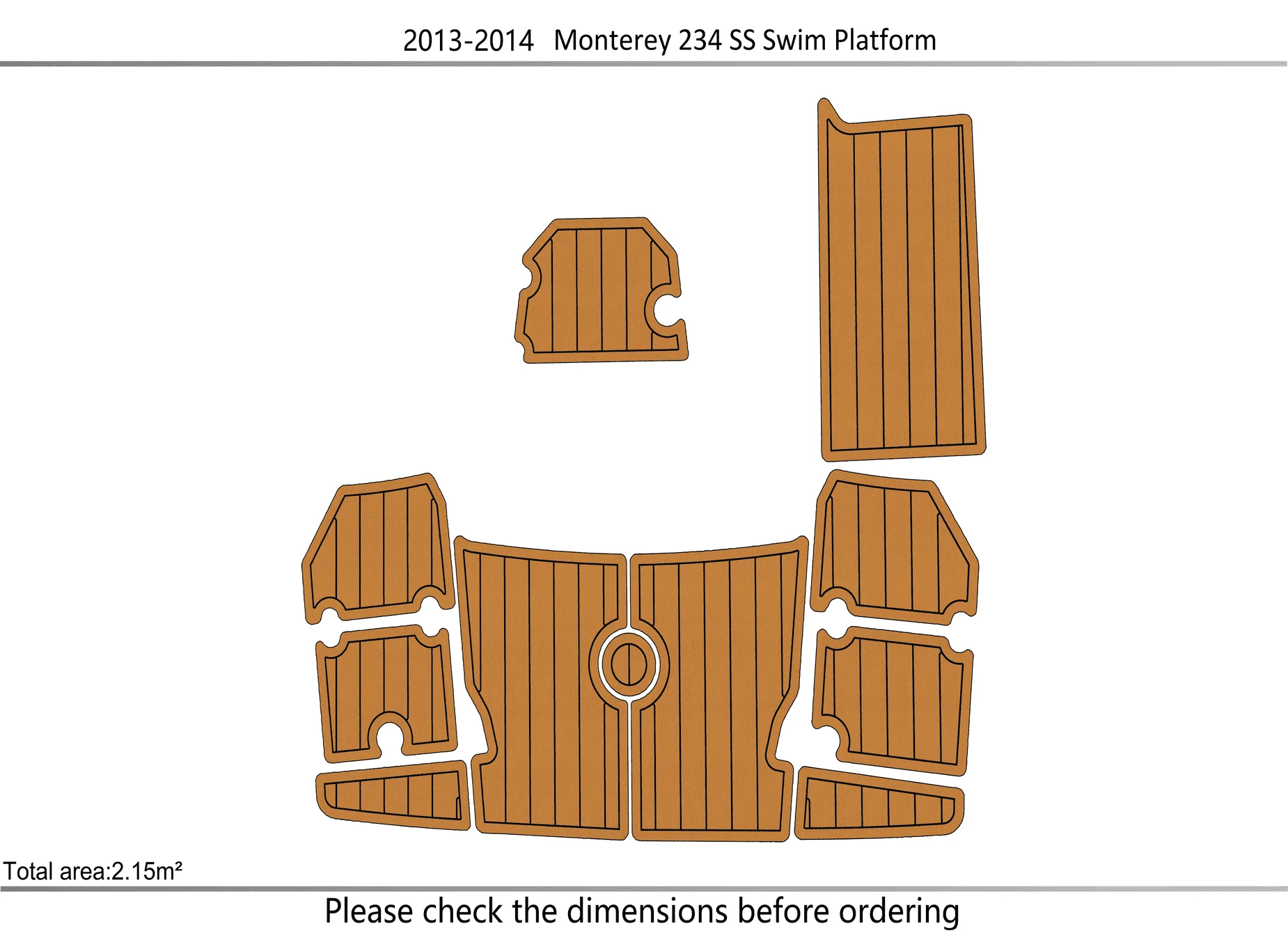 Anti-Skid EVA Faux Teak Self-Adhesive 6mm Boat Decking Pad for 2018 Monterey 234 SS SP Yacht Cockpit Durable Marine Floor