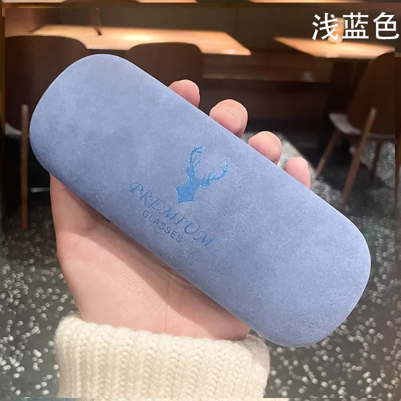 Compression Velvet Leather Myopia Glasses Case Bullet Buckle Optical Myopia Iron Box Student Simple Sunglasses Box Storage Box