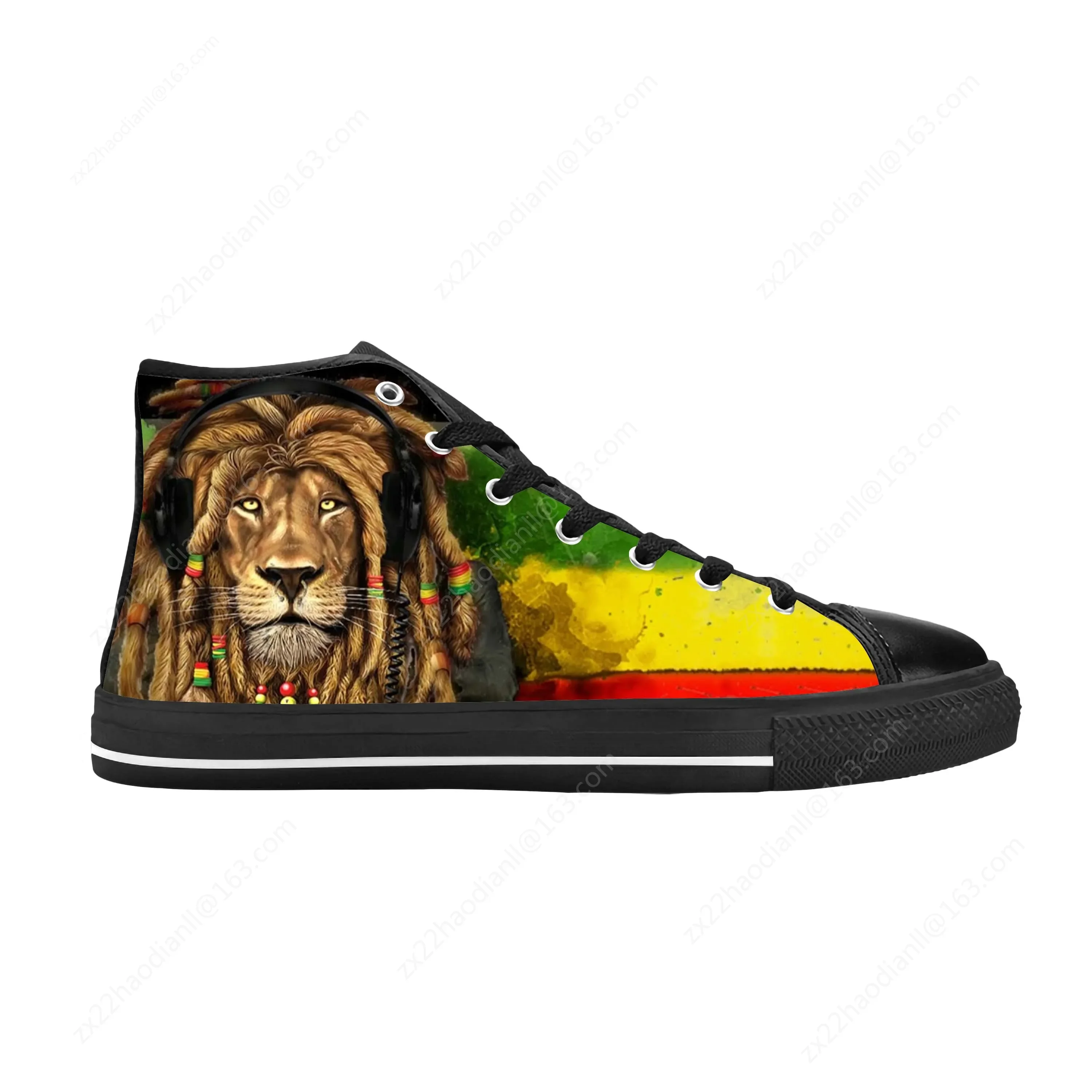 Reggae Rasta Rastafari Lion Of Judah Music Rock Casual Cloth Shoes High Top Comfortable Breathable 3D Print Men Women Sneakers