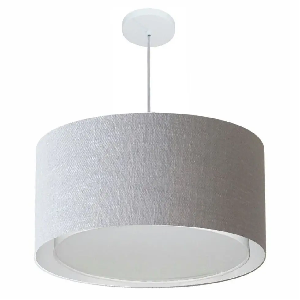 Md-4289 Double Cylinder Pendant Chandelier Dome Fabric 55x30cm Rustic Grey-Bivolt