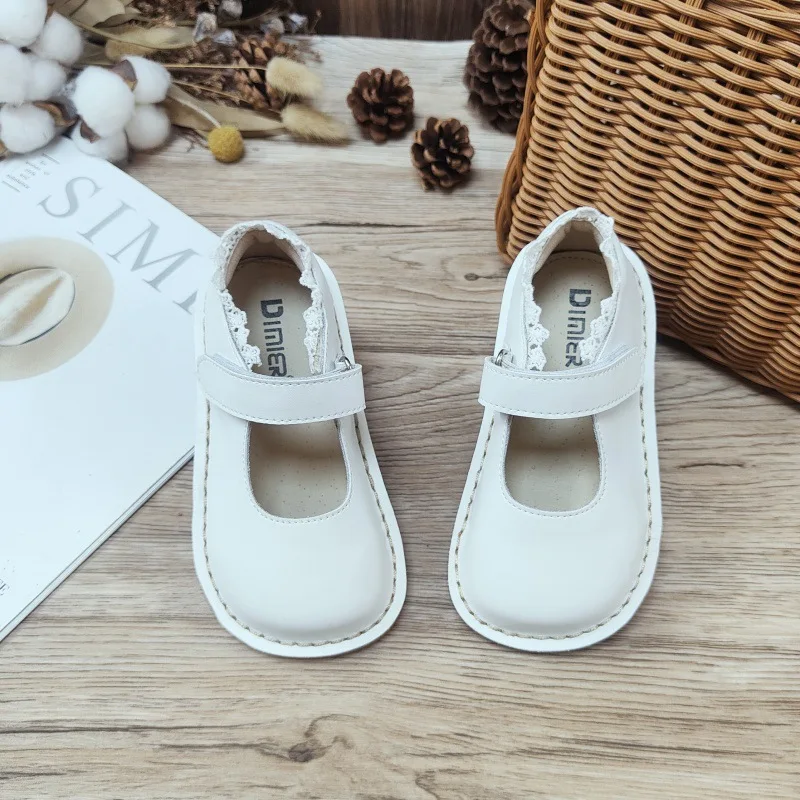 Girls Leather Shoes 24 Spring And Summer New Handmade Retro Breathable Leather Anti-odor Princess Single Shoes Children\'s Shoes