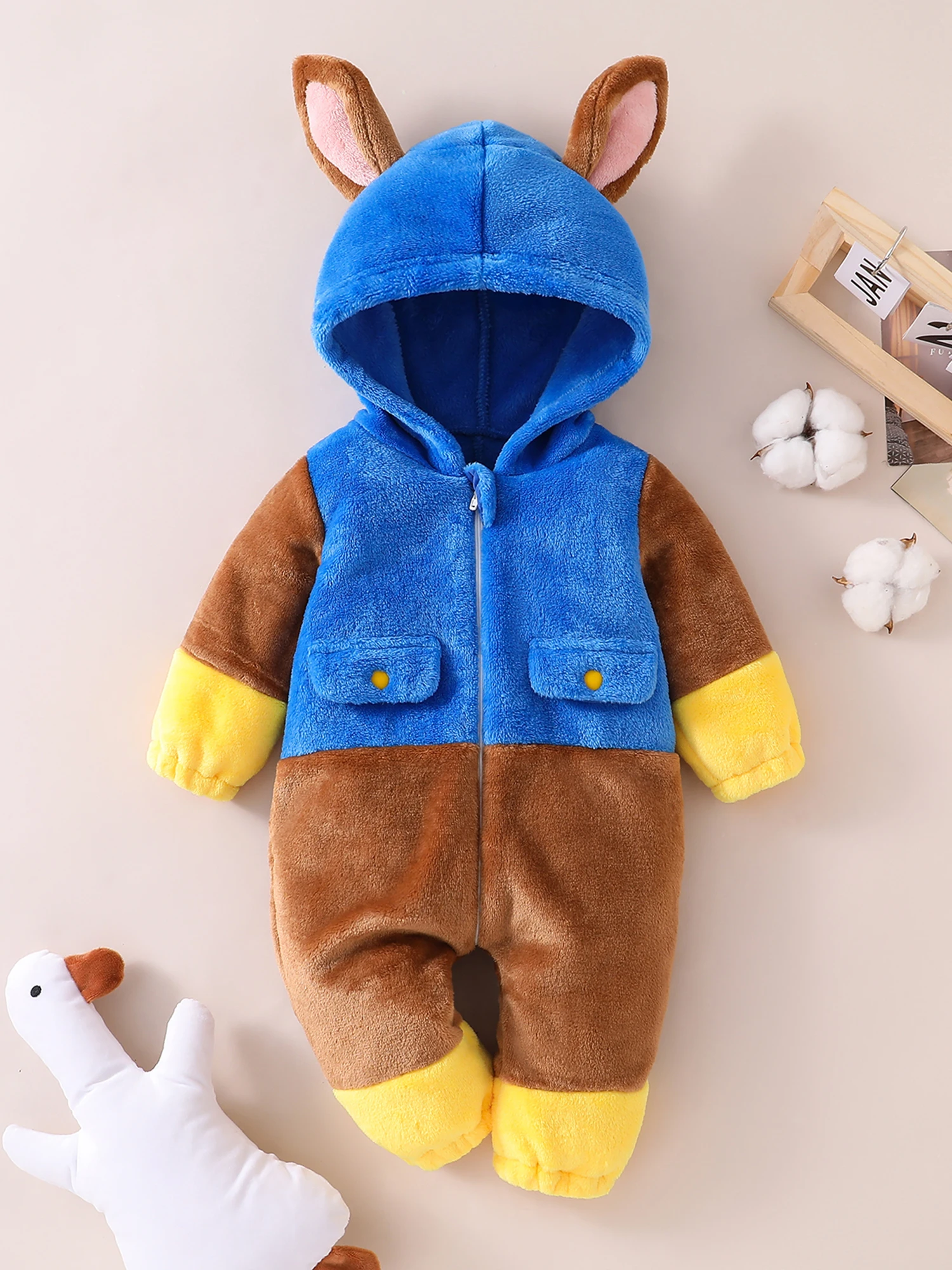 

Костюм кота на Хэллоуин для младенцев, уютный комбинезон с капюшоном на молнии, мягкий плюшевый комбинезон, осенне-зимний наряд с животными