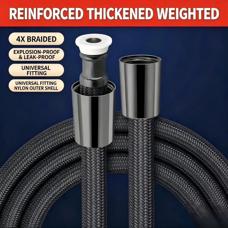 Anti-Kink Nylon Rope Braided Shower Hose G1/2 Universal Explosion-Proof Flexible Hot/Cold Water Pipe for Bathroom