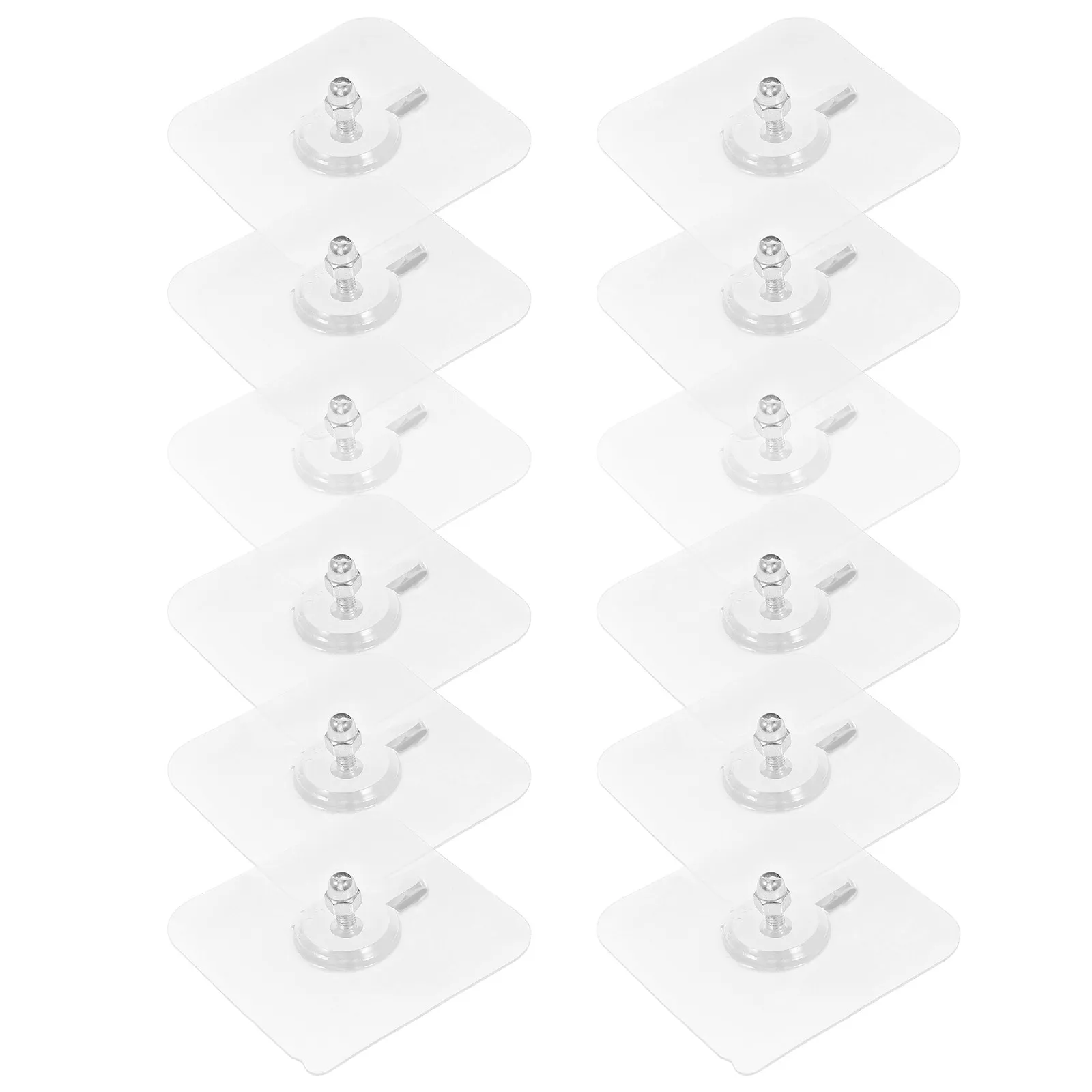 12Pcs No-Trace Adhesive Wall Hooks Heavy Duty Drill-Free Seamless Sticky Hooks for Bathroom Towels Hats Coats Umbrellas Keys