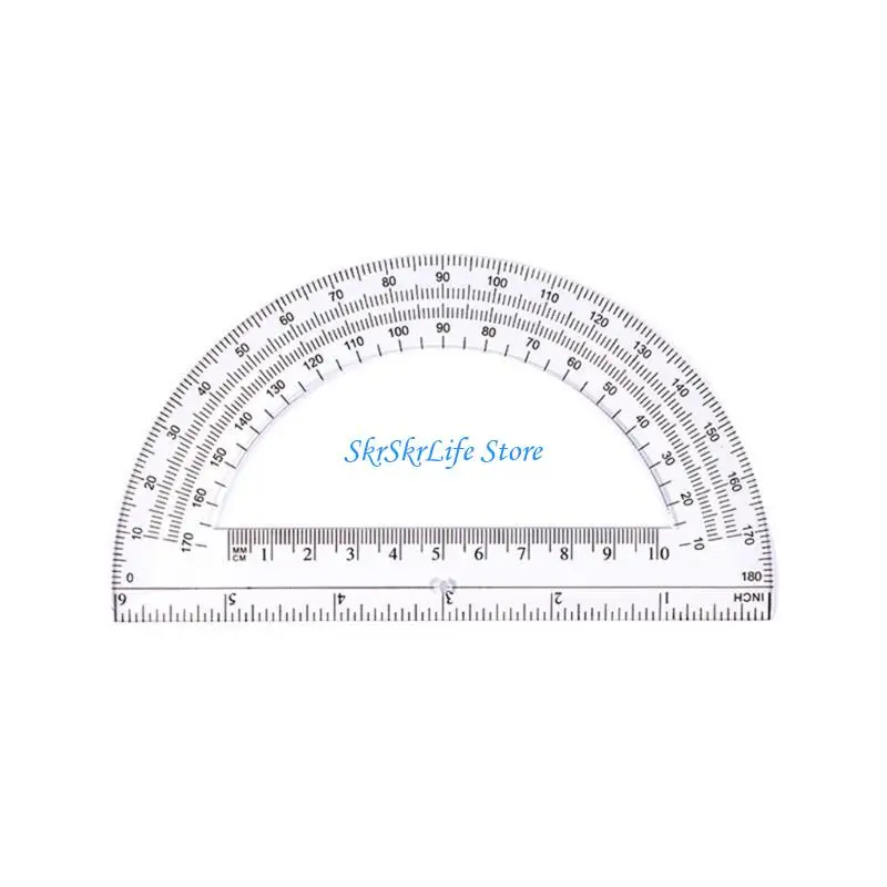E65E 5pcs 180 graus Transferidor plástico 6 polegadas para elaboração geometria