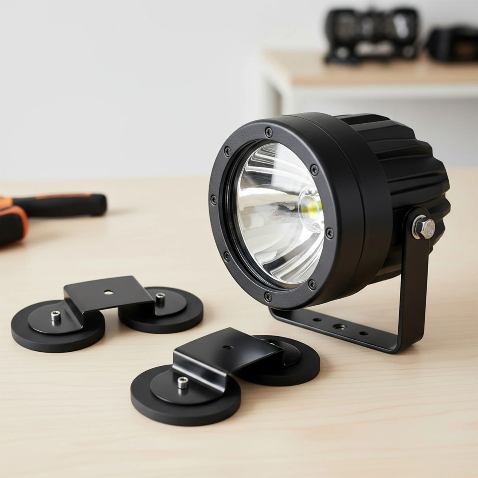 

2x Magnetic Base Mounting Bracket Work Light Mounts LED Work Light Bar Holder for LED Pod Work Lights Auxiliary Driving Lamp