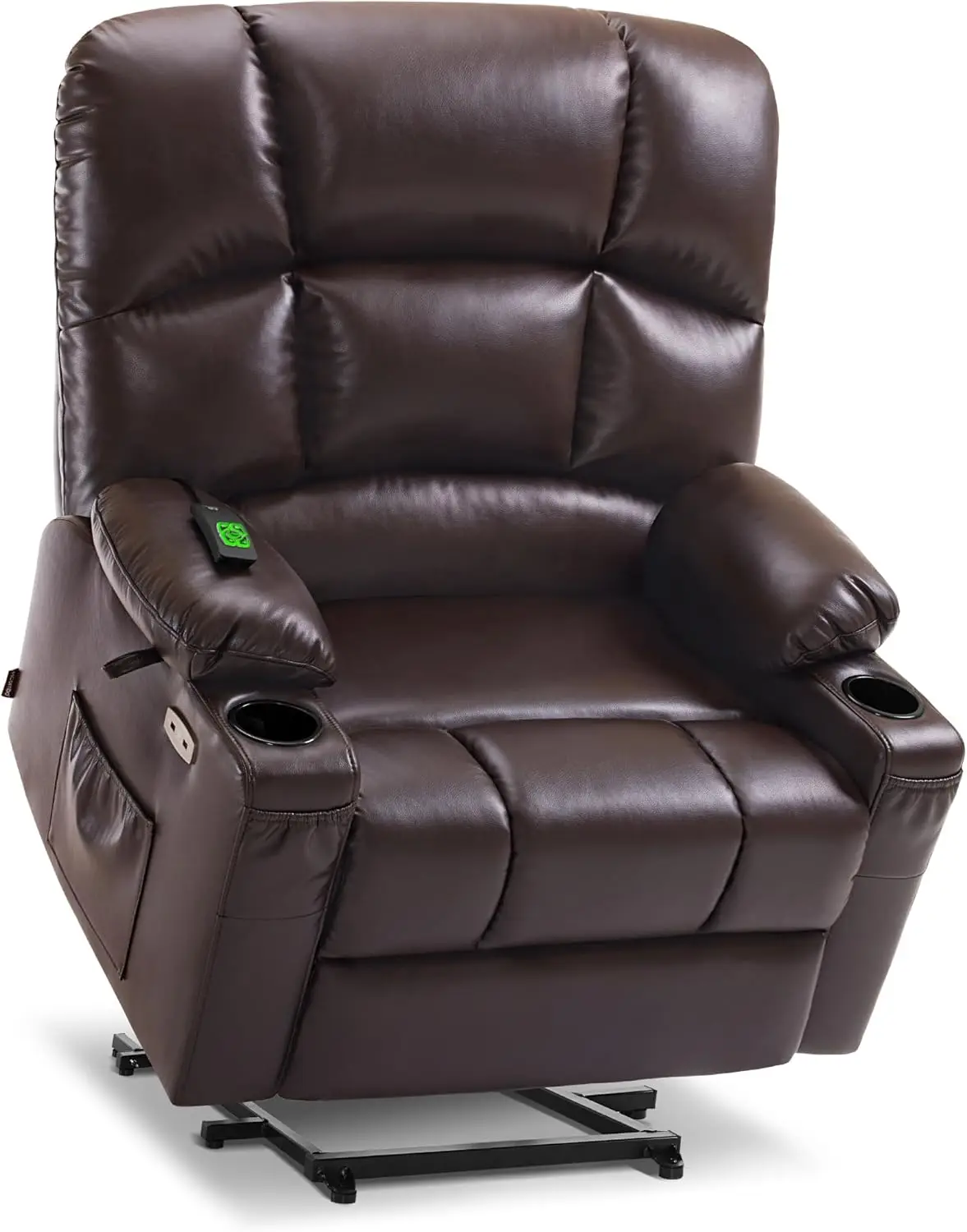 Medium Wide Lay Flat Dual Motor Power Lift Recliner Chair Sofa with Heat for Elderly People Infinite Position Faux Leather