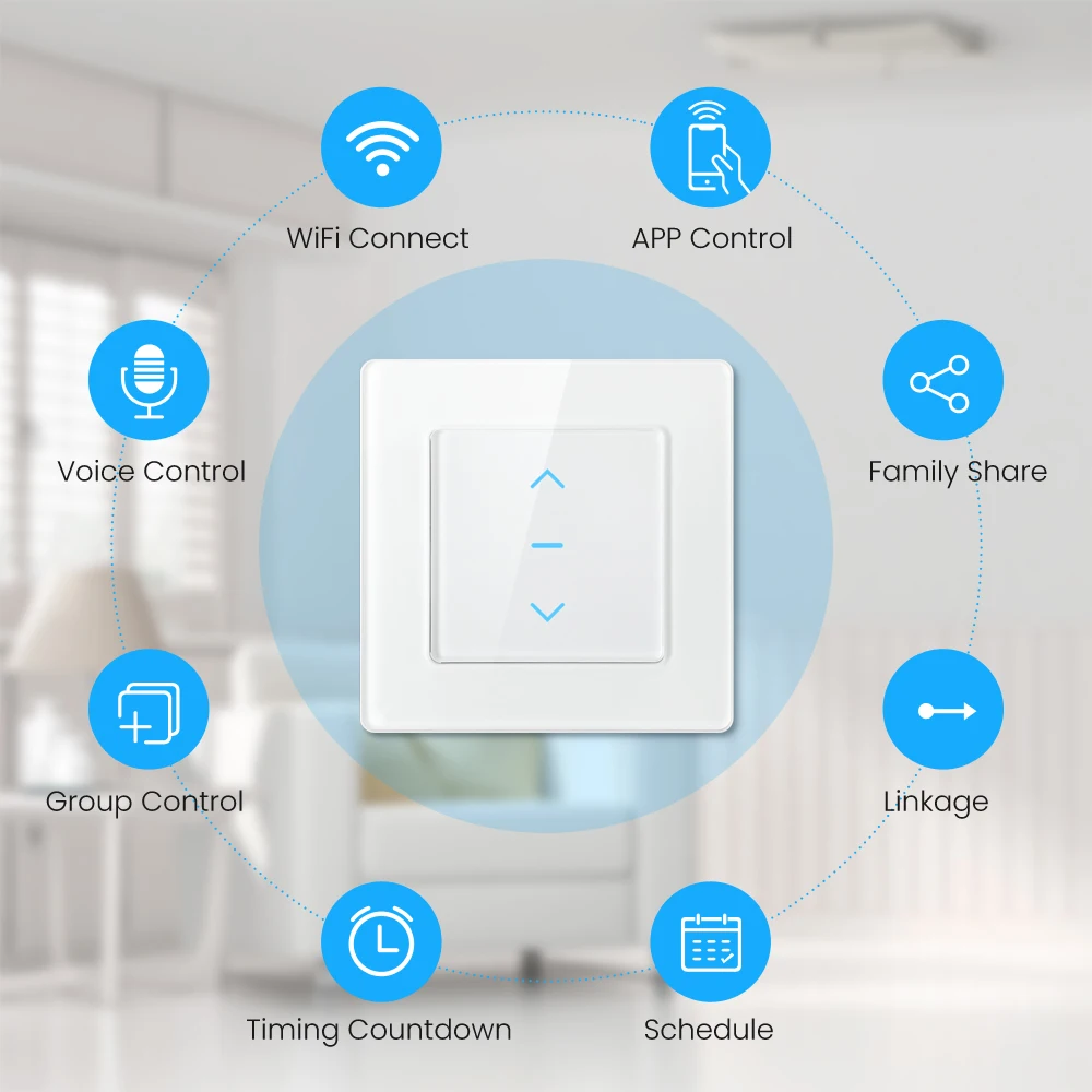 AVATTO-Tuya WiFi Inteligente Interruptor De Cortina, Cortinas De Rolo Obturador, Interruptor De Toque Elétrico, Controle Remoto, Funciona Com Alexa,