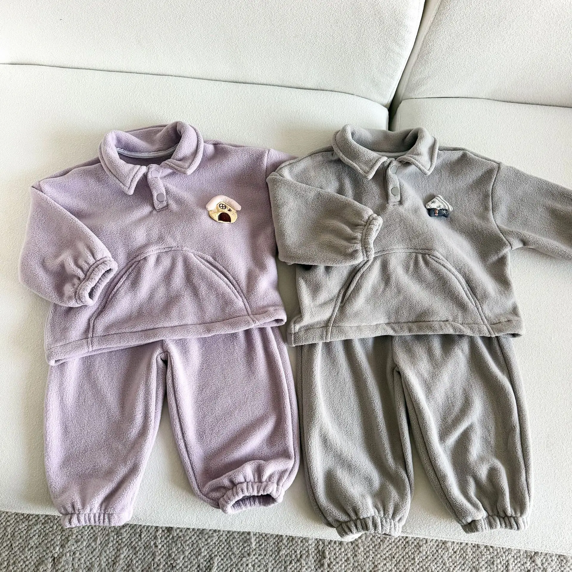 Set 2026 Autumn/winter New Children's Wear Korean Style Boys and Girls Roll Fleecy Sports Cartoon Hoodie Pants Two-piece Set