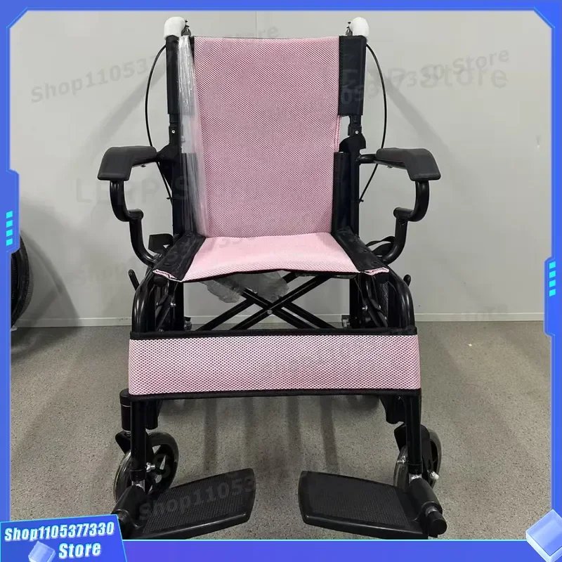 Lightweight Folding Manual Wheelchair for Elderly Hospital Use Reclining Seat Portable Travel Aid with Footrest Comfortable