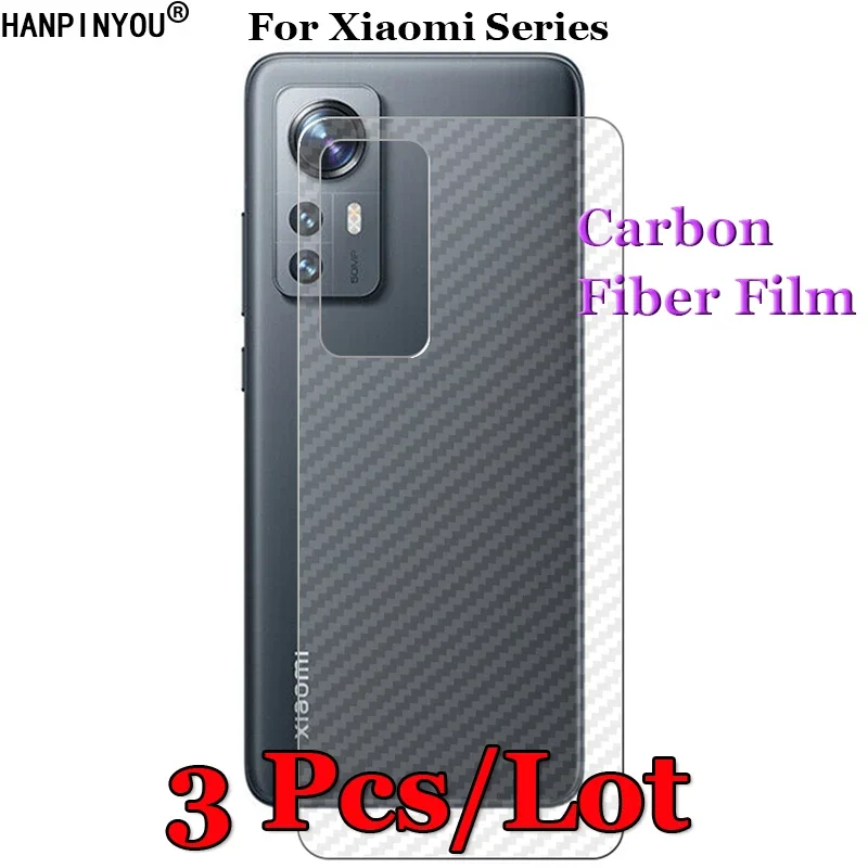 3 Pcs For Xiaomi 14 13 13T 12 12X 12T 12s Pro Lite Ultra 3D Non-slip Carbon Fiber Back Film Screen Protector Protective Sticker