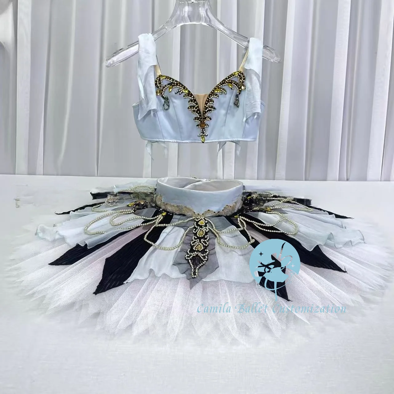 

Элитная индивидуальная новая синяя юбка-туту в стиле пиратского балета для выступлений на соревнованиях YAGP для взрослых и детей