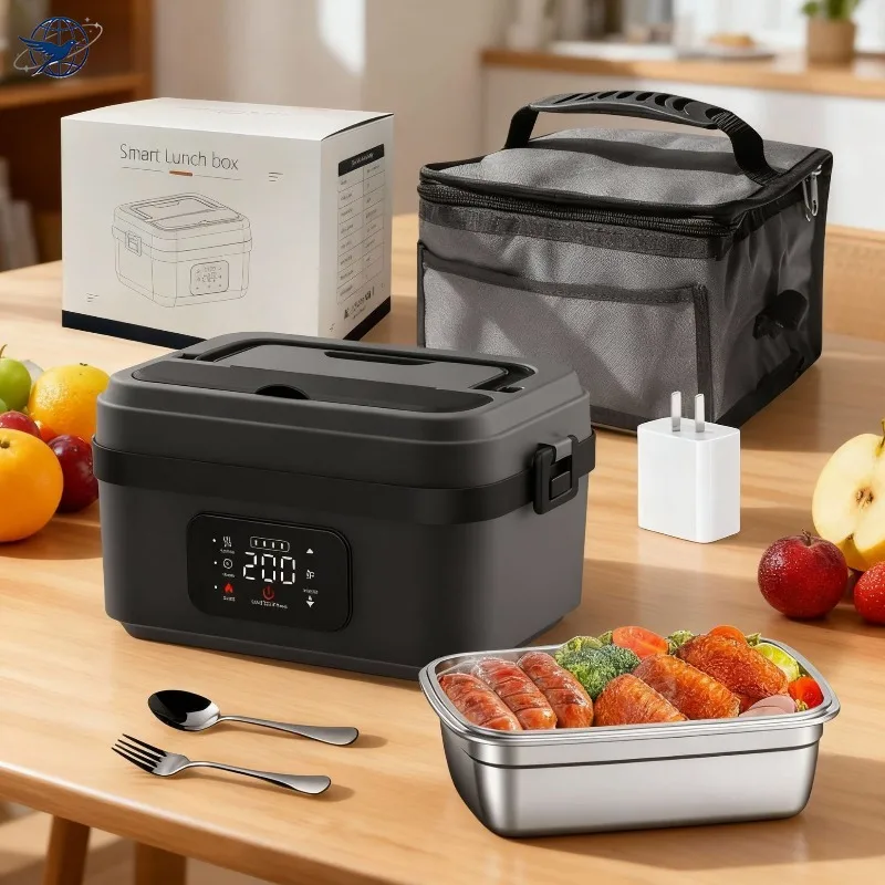 Electric Heated Lunch Box, Rechargeable Insulated Lunch Box, Heating Bento Box for Office Workers, Students, Outdoor Use and Car