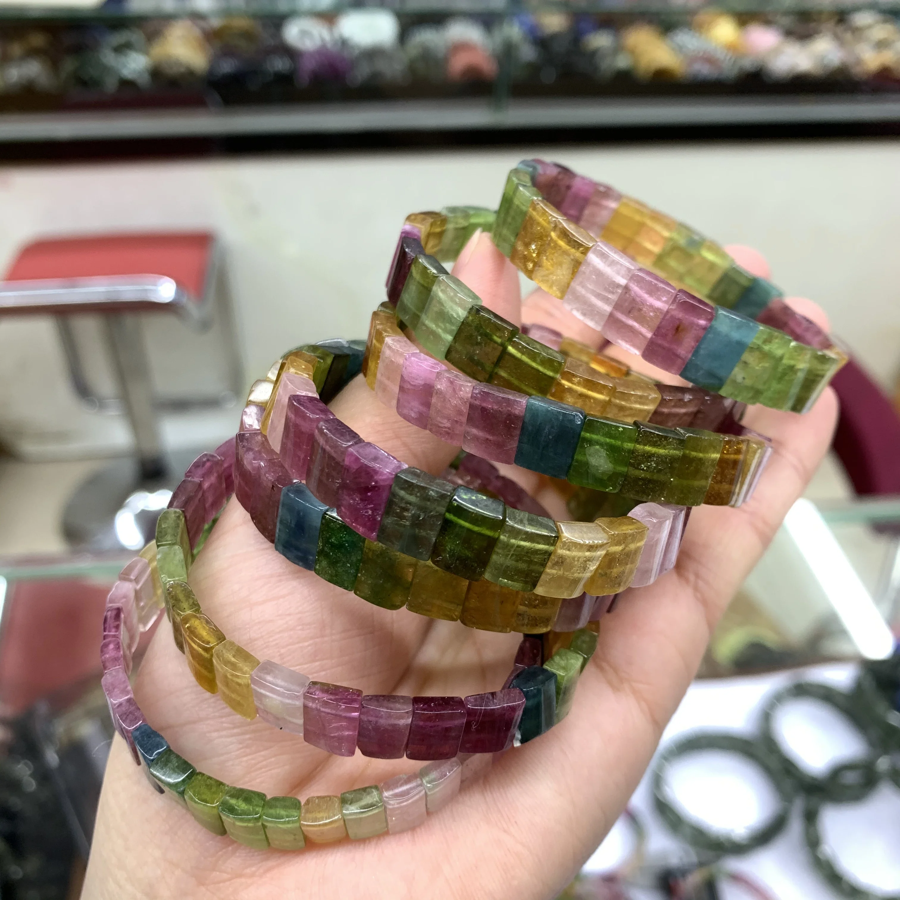 2023 New AAA Natural Colourful Tourmaline Bracelet 6*9mm Gem Charming Energy Fashion Bracelet for Women Jewelry Wholesale