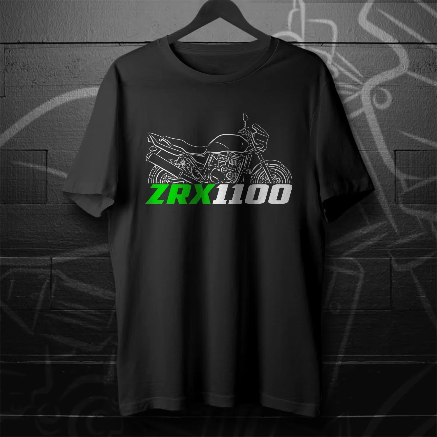 Men's Retro Motorcycle ZRX1100 Line Art Printed T-shirt Casual Short Sleeved Neat T-shirt Rider Motorcycle Enthusiast T-shirt