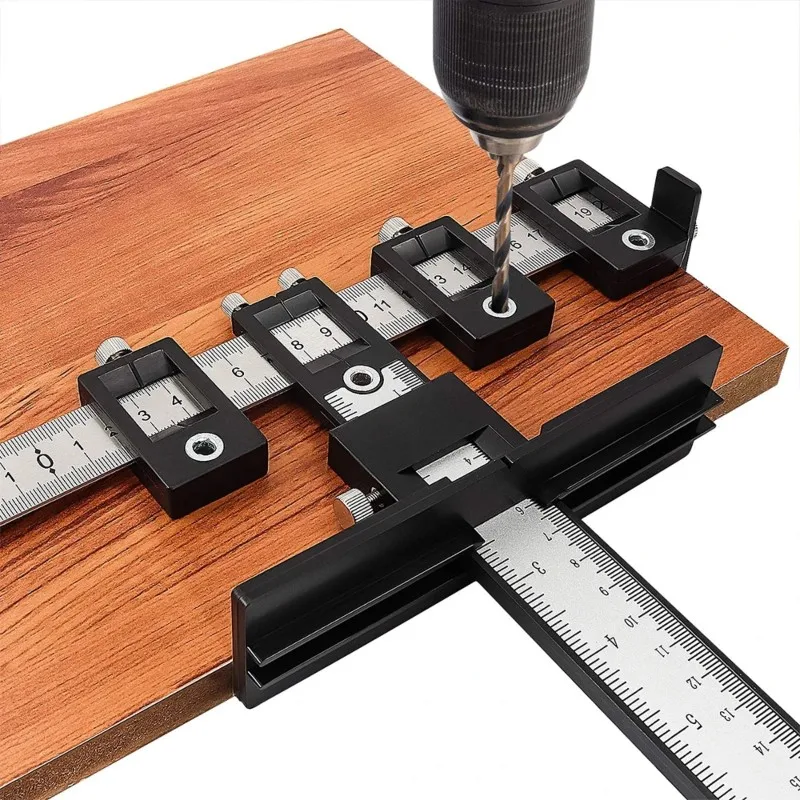 【FLASH DEAL】Drill Template Guide Tool, Adjustable Punch Locator Tool, For Installation Of Doors Drawer Handles Knobs Drilling Ho