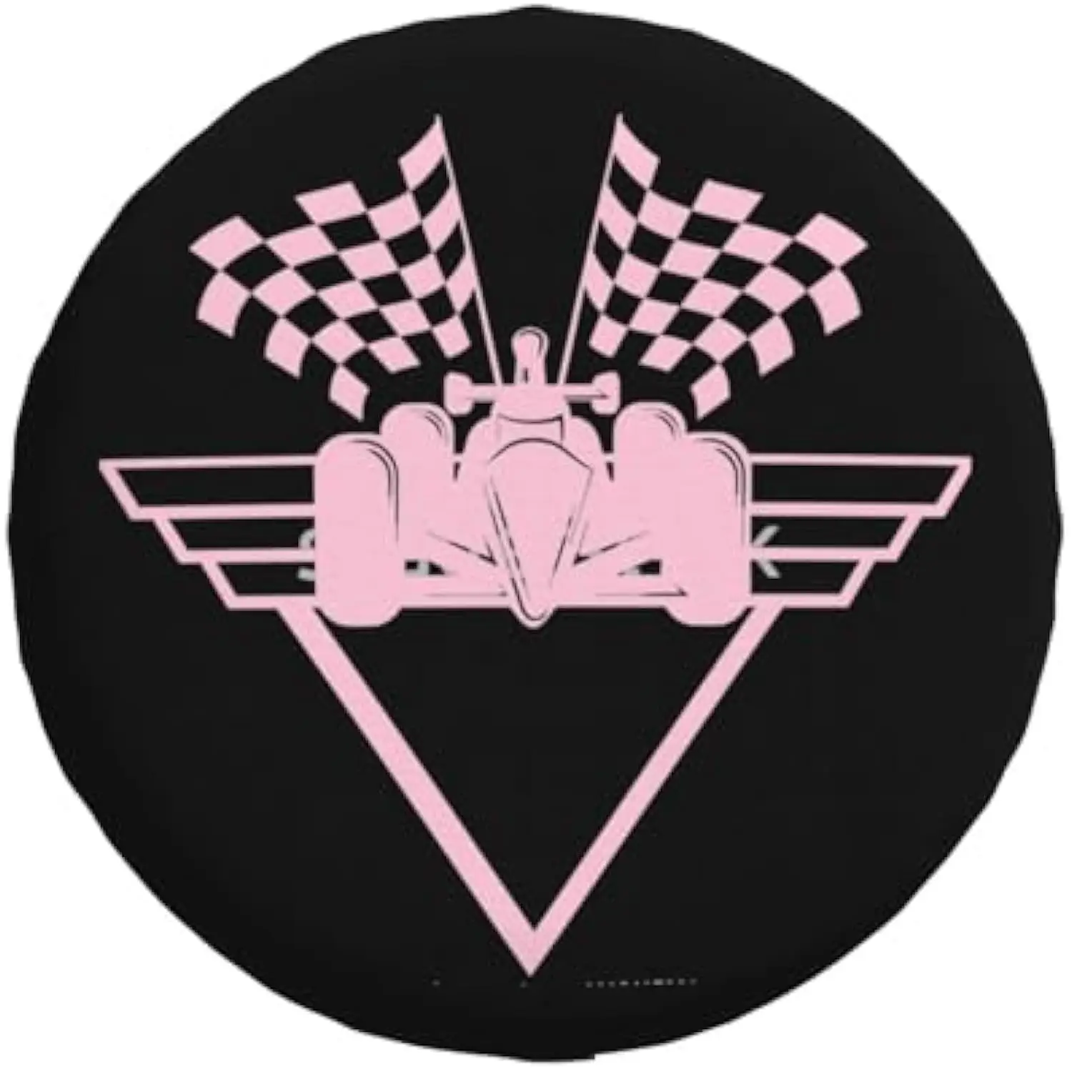 

Розовый гоночный автомобиль и клетчатые флаги, защита от пыли для шин для 17-дюймовых колес