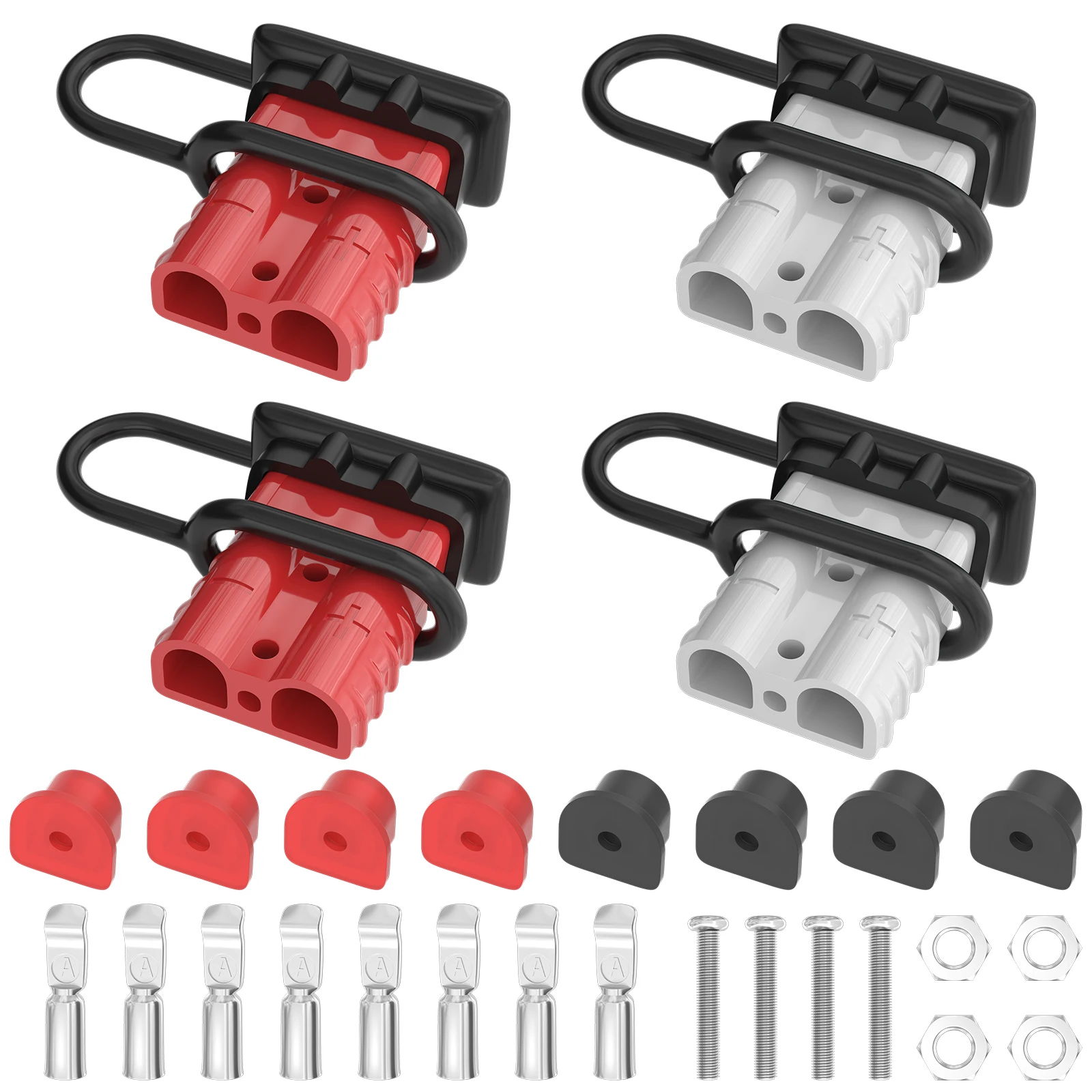 

4PCS 50A Battery Terminal Connector Quick Connector Disconnect 2 Pin Charge Plug Wire Harness Plug Kit 12 to 36V for Car Winch