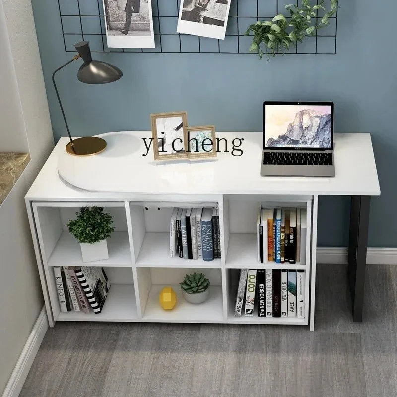 PYH  Rotating Desk Bookcase Folding Bed Cabinet  Multifunctional Invisible Household Simple Solid Wood