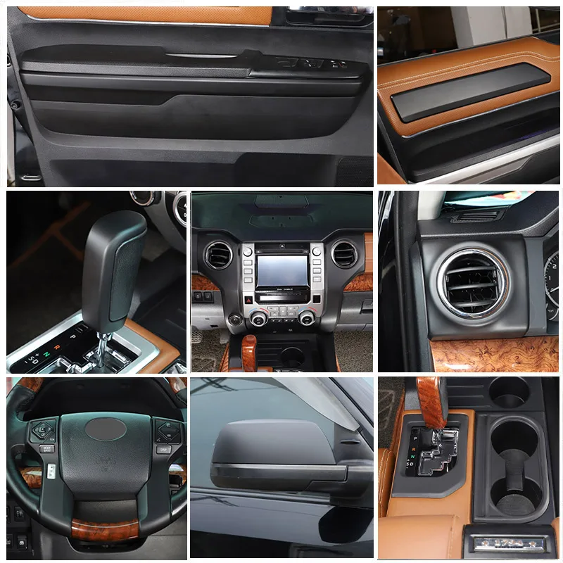 

ABS Matt black For Toyota Tundra 2014-2021 Interior Modified Car Center Control Decorative Strip Sticker Car Accessories