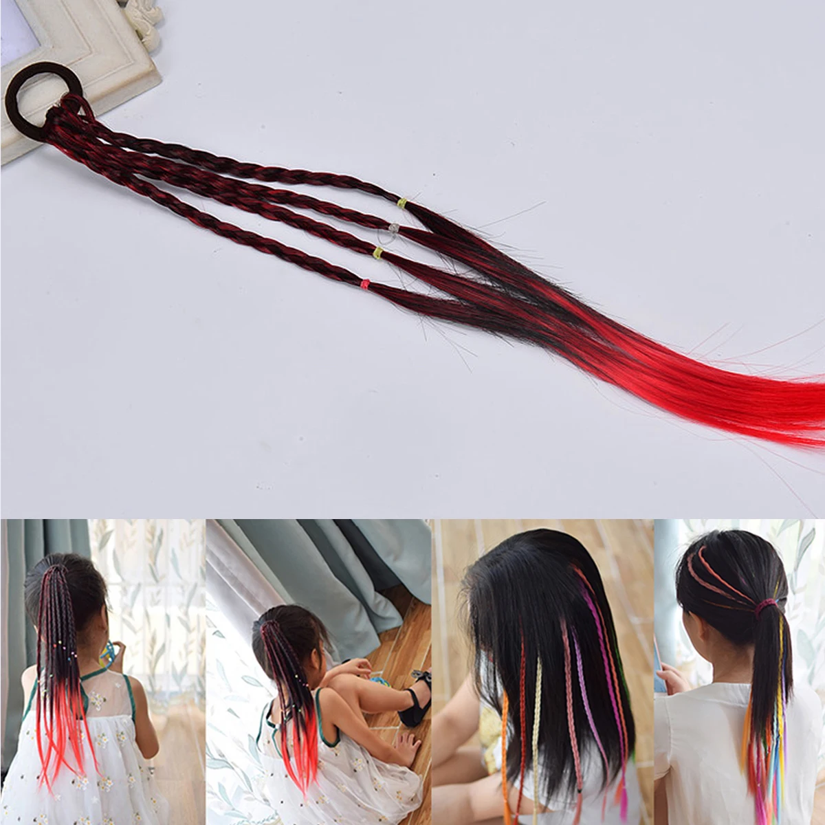 Wig Braid Color Gradient Braid High Temperature Silk Small Braid Hair Circle Wig Exquisite Shape Fashion Hair Clip