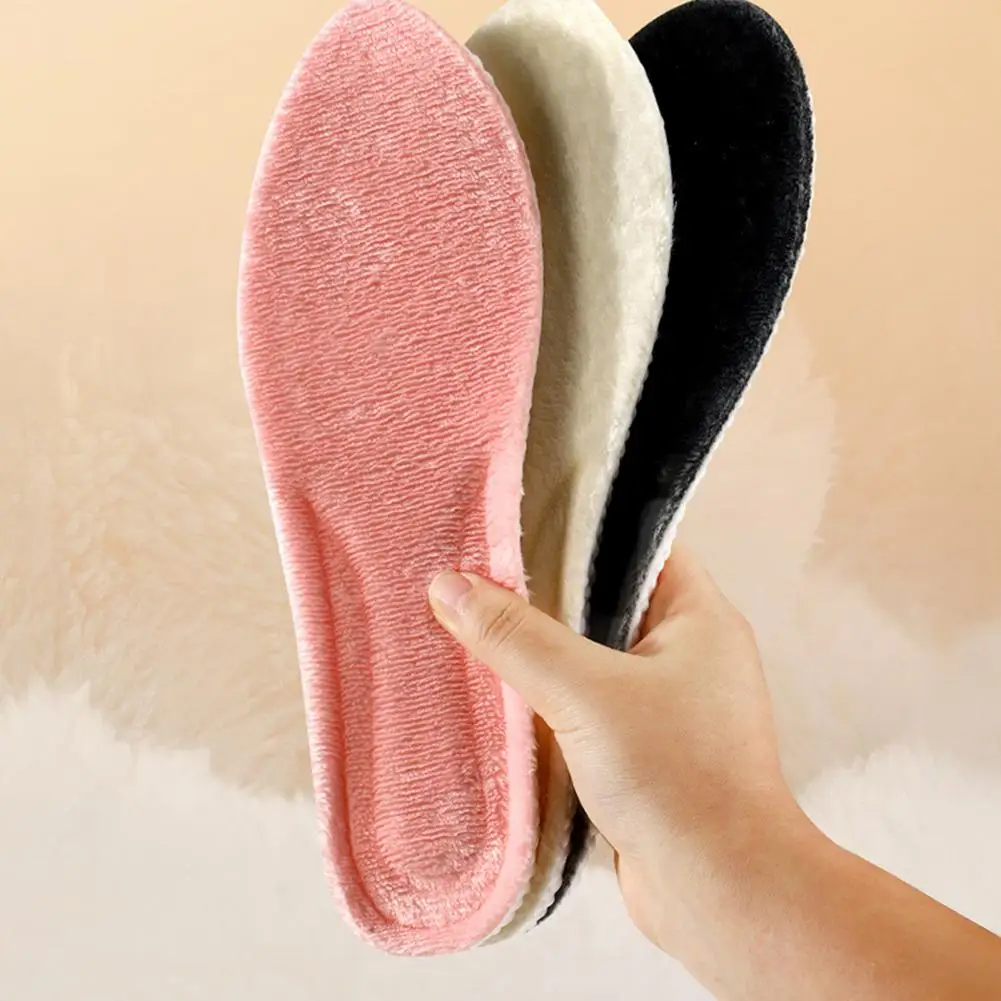 Insulated Cushioned Insoles Wool Fleece Insoles for Foot Pain Relief Thick Warm Winter Shoe Inserts Shock Absorbing for Boots