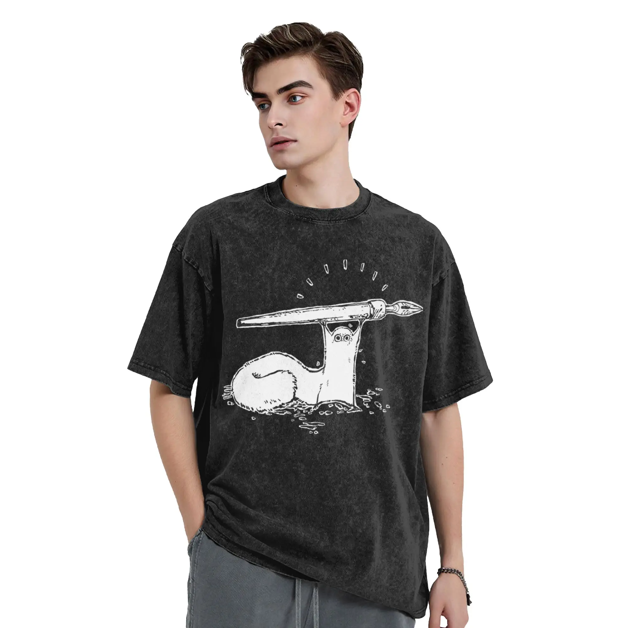 Brushbuddy Witch Hat Atelier Anime Washed T Shirt Streetwear  Vintage T-Shirts  Tee Shirt Men Women Short Sleeve Oversize Summer