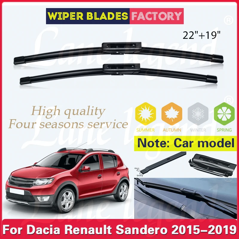 

For Dacia Renault Sandero MK 2 2015 - 2019 Car Wiper Blades Windshield Windscreen Front Window Blades 22"+19" Car Accessories