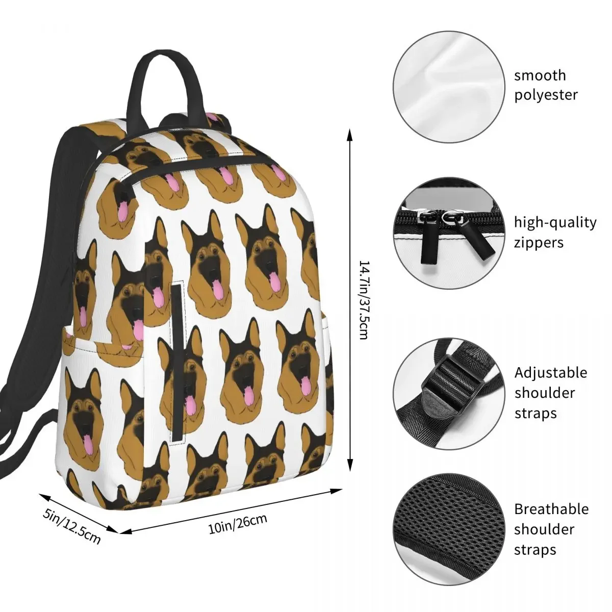 German Shepherd Dog - Black And Tan Backpack Student BookBag Kids School Bag Computer Shoulder Bags Men Women
