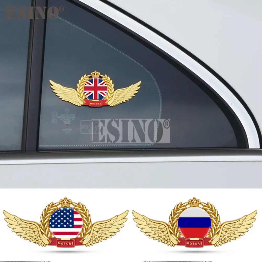 Car Styling Golden Wheatear National Flag Metal Zinc Alloy with Crystal Epoxy 3D Adhesive Emblem Badge Sticker Decal Accessory