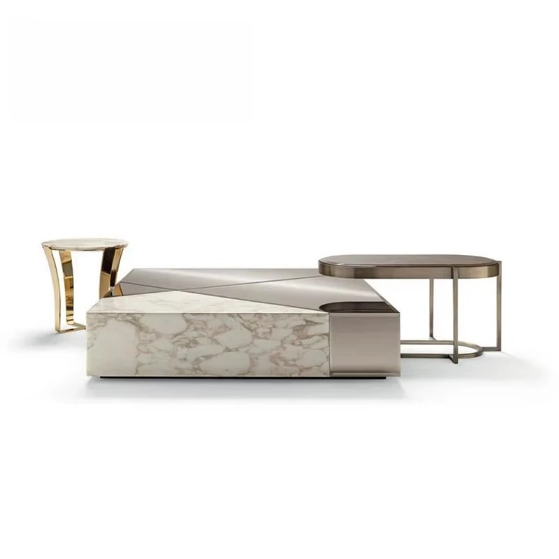

Luxury living room furniture modern Nordic style natural marble square center side table