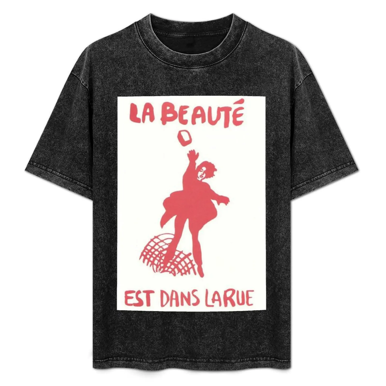 Camiseta de manga curta Big and Tall com estampa 'La beauté est dans la rue' May '68 Situationist Poster
