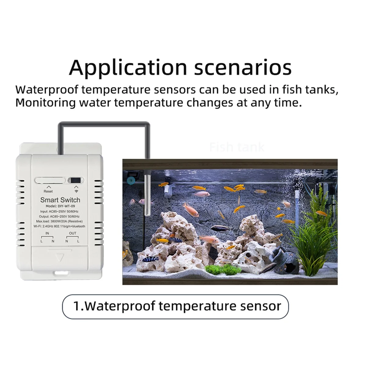 WiFi Temperature Switch with 1M Sensor EWelink Smart WiFi 20A Thermostat Temperature Switch Supports Voice Control XQ