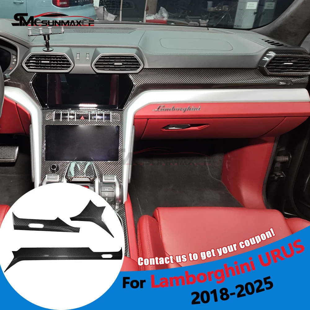 

3pcs Carbon Fiber Interior Center Console Dashboard Panel Cover Trim Car Interior Accessories For Lamborghini URUS 2018-2025