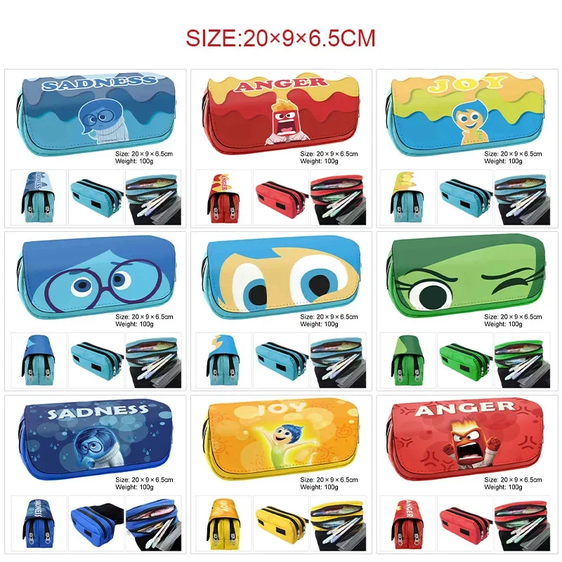 

Explosive Inside Out 2 Plush Animation Peripheral Stationery Large Capacity Color Pu Flip Pen Bag School Supplies for Student