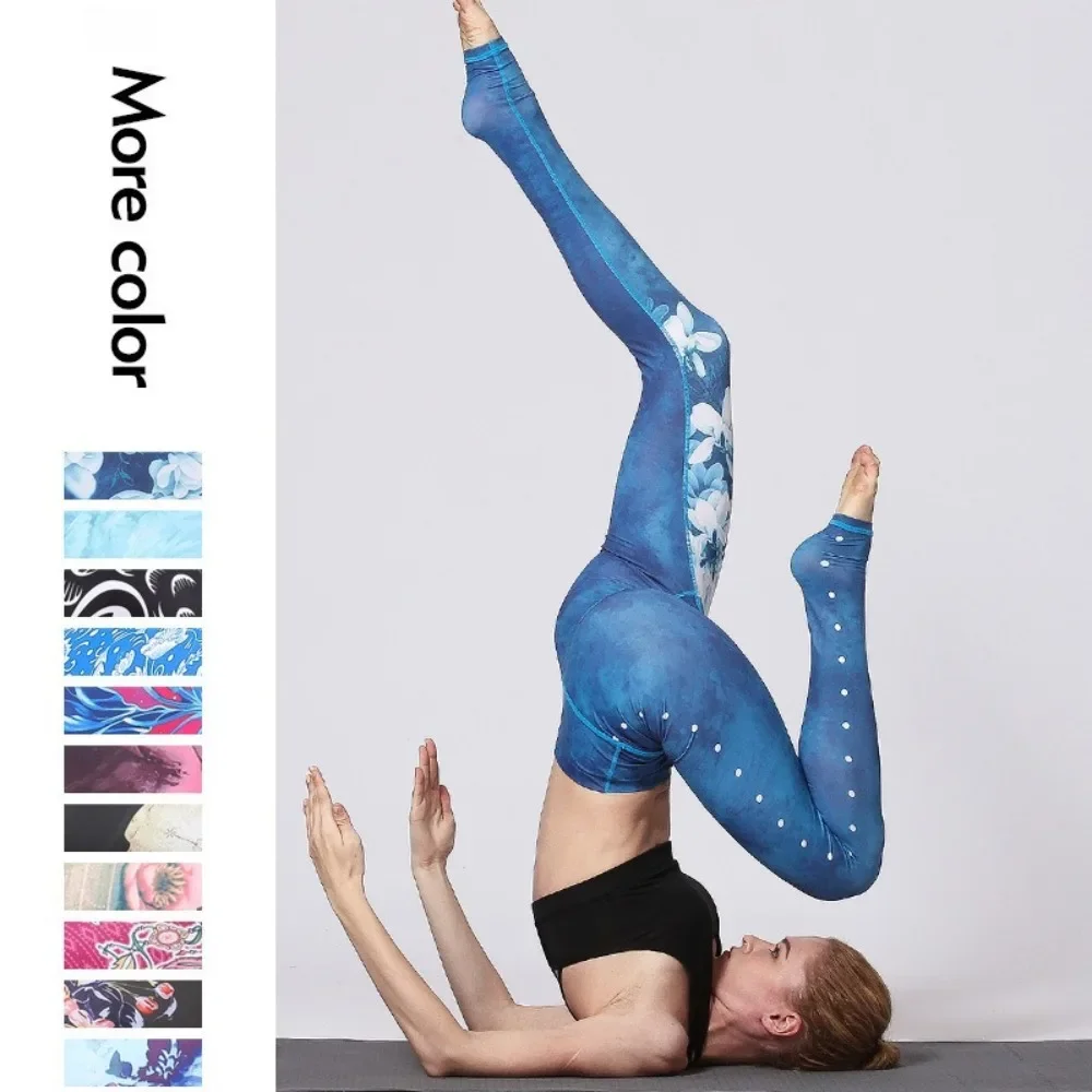 

New European&American Printed Yoga Pants - Women's High-Waist Tummy Control Butt-Lifting Footed Leggings for Sports,Fitness