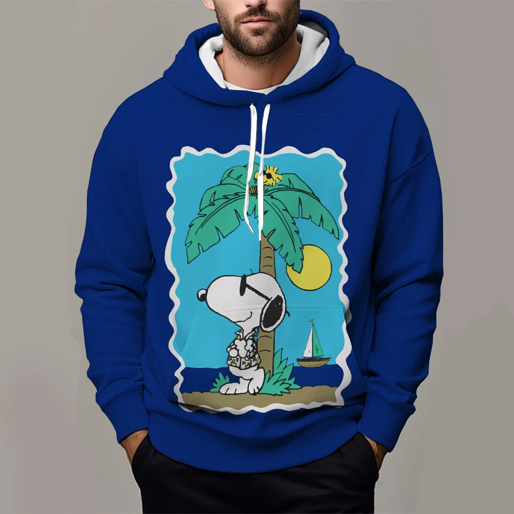 Snoopy Fun Printed Men\'s Hoodie Cartoon Women Oversized Sweatshirt Tops Autumn Winter Couple Pullover Kid Girl Boy Hoodie